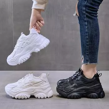 Обувь для папы на платформе, женские новые осенние дышащие увеличенные модные белые повседневные кроссовки в стиле ретро, женские кроссовки 35