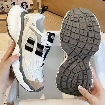 Обувь для папы, новая женская весенне-осенняя женская обувь на платформе, универсальная летняя обувь с сеткой, дышащие кроссовки с сеткой 35 белый