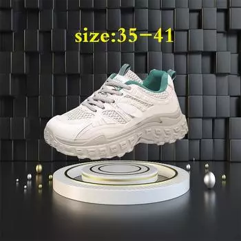 Обувь для папы, осенняя новая женская модная спортивная обувь, универсальные дышащие повседневные кроссовки 35 бежевый