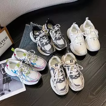 Обувь для папы, повседневные кроссовки на платформе Year S, универсальная сетчатая обувь для студентов, дышащая женская обувь для бега 35 серый