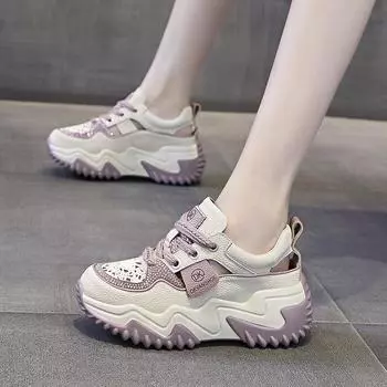 Обувь для папы с лифтом из натуральной кожи, новые летние женские универсальные сандалии на открытой платформе в корейском стиле 34 чёрный