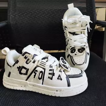 Обувь для папы с толстой подошвой в стиле панды, пара сотен, кроссовки с героями мультфильмов, повседневная обувь для бега для мужчин и женщин одинаковых моделей 36