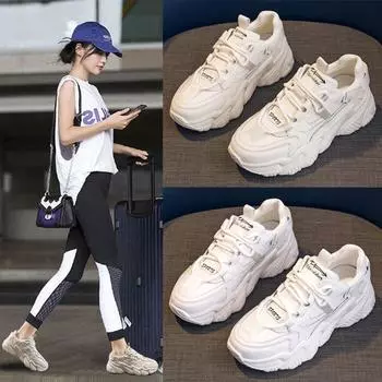 Обувь для папы, сетчатые белые туфли на толстой подошве, дышащие, повседневные, спортивные, женские, одинарные туфли 35