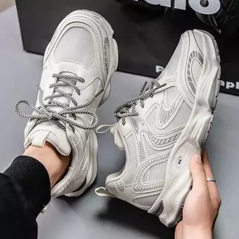 Обувь для папы в гонконгском стиле, мужская, высокого класса, летняя, дышащая, тонкая, сетчатая, повседневная, спортивная обувь на платформе, студенческая обувь для весны 39 чёрный