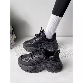 Обувь для папы, высота которой увеличилась к осени, новые универсальные туфли на высоком каблуке для маленьких людей, кроссовки на толстой платформе для женщин 35