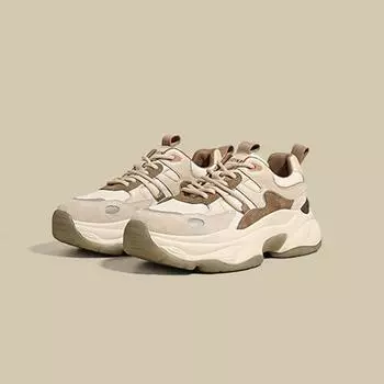 Обувь для папы женская 2024 новая ниша в ретро-платформе повседневная универсальная обувь Forrest Gump женская спортивная обувь увеличивающая рост 35 бежевый