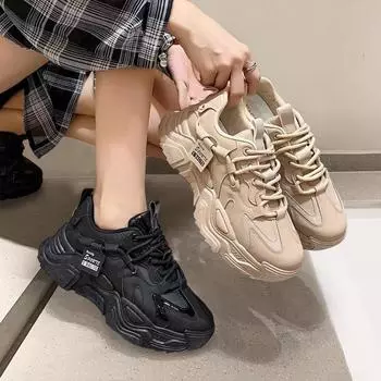 Обувь для папы, женская черная кожаная шнуровка, толстая подошва, универсальная повседневная спортивная обувь 35 белый