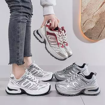 Обувь для папы, женская летняя летающая плетеная дышащая спортивная обувь на платформе, универсальная повседневная женская обувь 35 красный