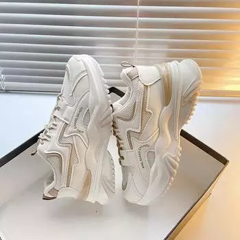 Обувь для папы, женская летняя, новая, сетчатая, дышащая, спортивная, повседневная, маленькая, на толстой подошве, универсальная, одинарная обувь 35 хаки