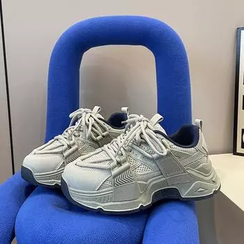 Обувь для папы Женская летняя обувь на толстой подошве с дышащими свойствами Универсальная студенческая повседневная спортивная обувь Модная обувь 36 серый