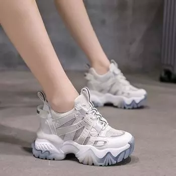 Обувь для папы, женская модная обувь, новые летние дышащие туфли с толстой подошвой и увеличивающей рост стелькой, женская обувь, спортивная повседневная обувь 34