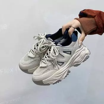 Обувь для папы, женская новая весенняя обувь, модная обувь на платформе с цветными блоками в стиле ретро, женские повседневные кроссовки 35