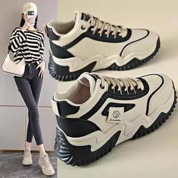 Обувь для папы, женская, новая, весенняя, универсальная, на платформе, женская, высокая, повседневная, спортивная, весенняя и осенняя женская обувь 35