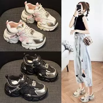 Обувь для папы, женская, новая, весна и осень, маленькая, повседневная, женская, спортивная обувь на платформе 34