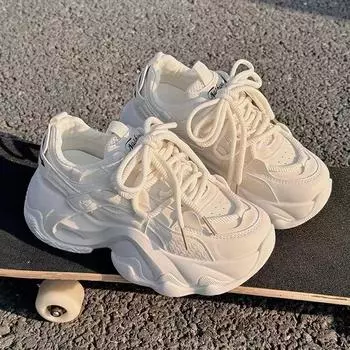 Обувь для папы, женская, новая, весна и осень, туфли-маффины на толстой подошве, маленькие белые туфли, повседневная, универсальная, спортивная обувь 35