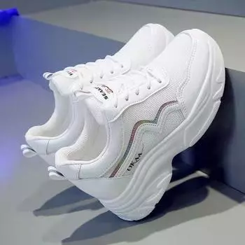 Обувь для папы, женская обувь Ins, модная новая весенняя обувь знаменитостей из Интернета, повседневная и удобная спортивная обувь для студентов на платформе из кожи 35