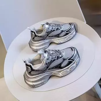 Обувь для папы, женская обувь, новая весенняя спортивная обувь, женская повседневная обувь на платформе с сетчатой поверхностью 35