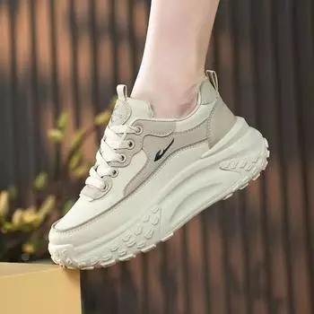 Обувь для папы, женская обувь, весна и осень, новая универсальная, студенческая, белая, легкая, дышащая, на платформе, спортивная, для отдыха 35