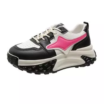 Обувь для папы, женская, осенняя, новая, студенческая, стелька на платформе, увеличивающая рост, универсальная, повседневная, модная, трендовая обувь 35 розовый