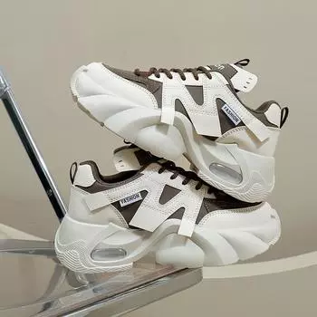 Обувь для папы, женская весенняя новая модная обувь, кроссовки для отдыха на толстой подошве, увеличенные размеры 35