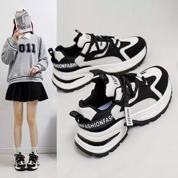 Обувь для папы, женская, весенняя, новая, модная, универсальная, корейский стиль, толстая подошва, дышащая, студенческая, для отдыха, кроссовки A002 35