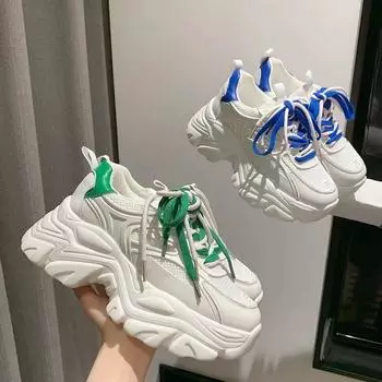 Обувь для папы, женская весенняя новая одинарная обувь, увеличивающая рост, сетчатая универсальная дышащая повседневная спортивная обувь 35 зелёный