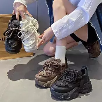 Обувь для папы, женская, весенняя, новая, ретро, увеличивающая рост, модная, толстая подошва, спортивная, повседневная, универсальная, нишевая, Ins, мода 35
