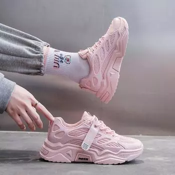 Обувь для папы, женская весенняя новая резиновая женская обувь с мягкой подошвой, сетчатые дышащие легкие женские кроссовки на платформе для отдыха 36