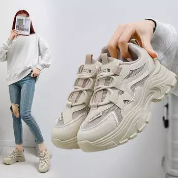 Обувь для папы, женская весенняя, новая, стиль Ins, модная обувь для студентов, толстая подошва, увеличенные кроссовки для отдыха 35