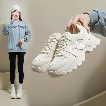 Обувь для папы, женская весенняя, новая, стиль Ins, модная обувь для студентов, толстая подошва, увеличенные кроссовки для отдыха 35