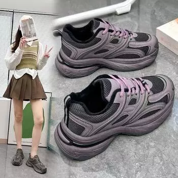 Обувь для папы, женская, весенняя, новая, студенческая, универсальная, хлопковая обувь, зимние, с флисовой подкладкой, на платформе, для отдыха 35