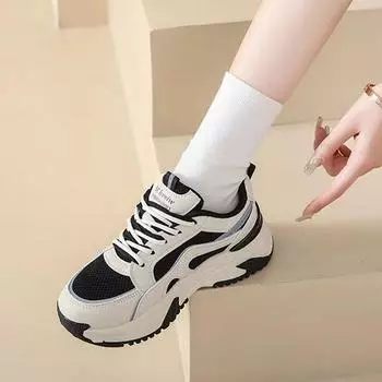 Обувь для папы, женская, весенняя, новая, толстая подошва, универсальная, для путешествий, повседневная, дышащая, сетчатая, с увеличенной поверхностью, для бега, для женщин 35