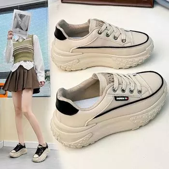Обувь для папы, женская, весенняя, новая, универсальная, студенческая, кроссовки на платформе, женская повседневная обувь, женская дышащая обувь 35