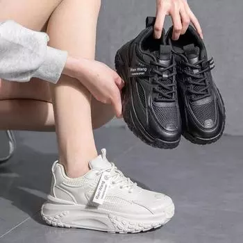 Обувь для папы, женская, весна и осень, новые универсальные кроссовки на толстой подошве, повседневные, кроссовки для бега, увеличивающие рост 39