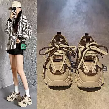 Обувь для папы, женская весна и осень, новый стиль, увеличивающая рост, маленькая, с толстой подошвой из бисквита, спортивная и досуговая обувь 35