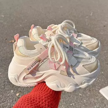 Обувь для папы, женская весна и осень, новые туфли на платформе, кексы, увеличивающие рост, повседневная обувь, которую можно носить в любое время года, спортивная обувь 35 розовый