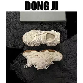 Обувь для папы женская весна-лето 2024 года, новая модная, на толстой подошве, усиливающая рост, сверхлегкая, нескользящая, повседневная, универсальная, модная, брендовая спортивная обувь 35