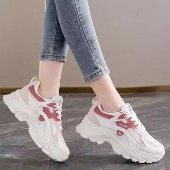 Обувь для папы, женские, новые, летние и осенние, сетчатые, тонкие, дышащие, повседневные, на платформе, с увеличенной высотой, кроссовки Wild Soft Sole 35