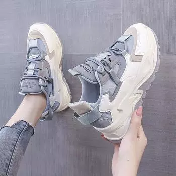 Обувь для папы, женские новые модные кроссовки на плоской подошве с цветными блоками, удобные дышащие кроссовки для бега, белая обувь оптом 35