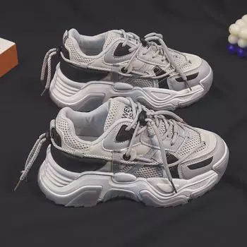 Обувь для папы, женские тонкие летние новые легкие нескользящие дышащие походные туфли на платформе для отдыха на открытом воздухе, повседневные кроссовки 35 чёрный