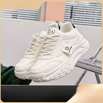 Обувь для папы, женские весенние новые симпатичные модные кроссовки на высокой платформе, легкие и износостойкие, повседневные универсальные кроссовки 35 чёрный