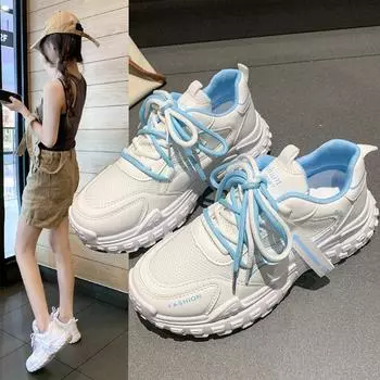 Обувь для папы, женские зимние новые резиновые двухцветные кроссовки с мягкой подошвой на шнуровке, модные повседневные кроссовки в стиле Ins 35