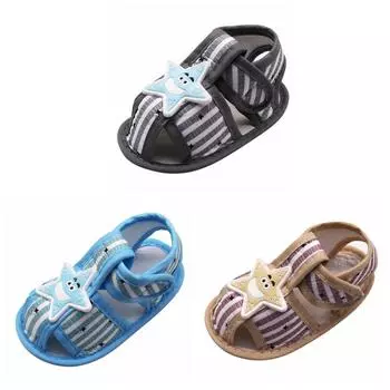 Обувь для первых ходунков, сандалии на полые с узором со звездами для новорожденных девочек и мальчиков, хлопковые кроссовки на мягкой подошве для малышей L