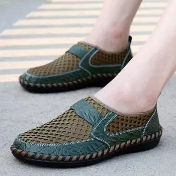 Обувь для плавания с дышащей сеткой, летняя мужская обувь большого размера, уличная нескользящая пляжная обувь, размеры 38-50 38 чёрный