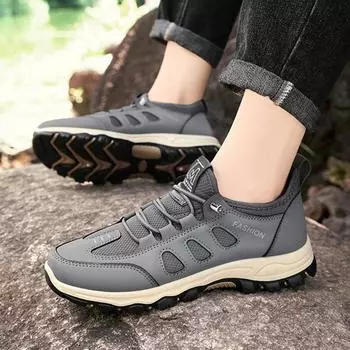 Обувь для походов на открытом воздухе, легкие кроссовки для бега, осенние мужские кожаные туфли, повседневная модная, удобная повседневная обувь 39 чёрный