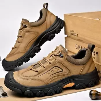 Обувь для походов на открытом воздухе Мужская обувь из натуральной кожи для кемпинга Мужская повседневная обувь Роскошный бренд Повседневная мужская обувь 39 чёрный