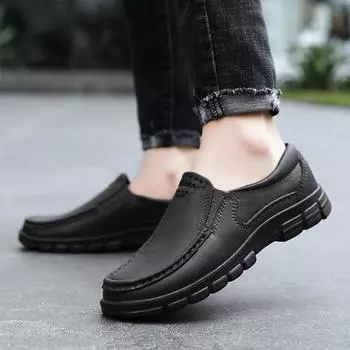 Обувь для повара, четырехсезонная противоскользящая маслостойкая обувь больших размеров, деловая повседневная мужская рабочая кожаная обувь, модная удобная мягкая подошва 42 коричневый