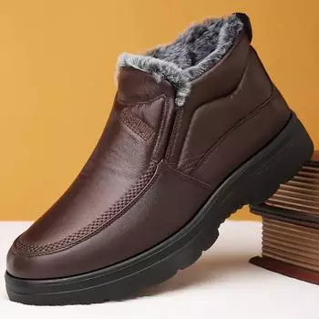Обувь для пожилых мужчин Хлопковая обувь мужская зимняя обувь Plus Velvet Warm Shoes Dad Shoe Толстые кожаные ботинки Нескользящие водонепроницаемые ботинки botas 41
