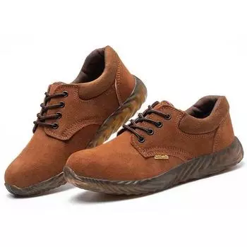 Обувь для рабочего страхования, мужская, противоударная и противопрокольная, с подошвой из говяжьих сухожилий, дышащая, сварочная рабочая обувь 36