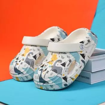 Обувь для родителей и детей с отверстиями, нескользящая, двойного назначения, наступающая на дерьмо, повседневная пляжная обувь, носите сумку-педаль, крутые тапочки летом 26/27